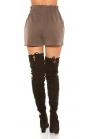 Sexy pleats shorts with integrated belt Cappuccino